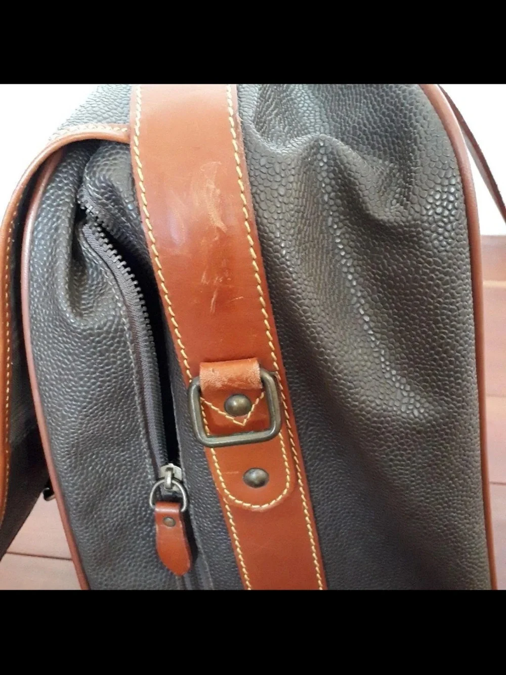 Mulberry Dark Brown Leather Briefcase with Tan Trim